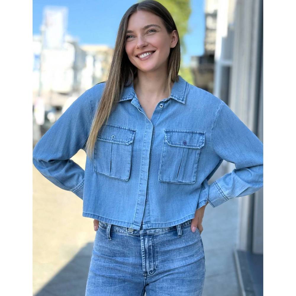 Billy T Brand Chambray Denim Button-Down Pocket Shirt